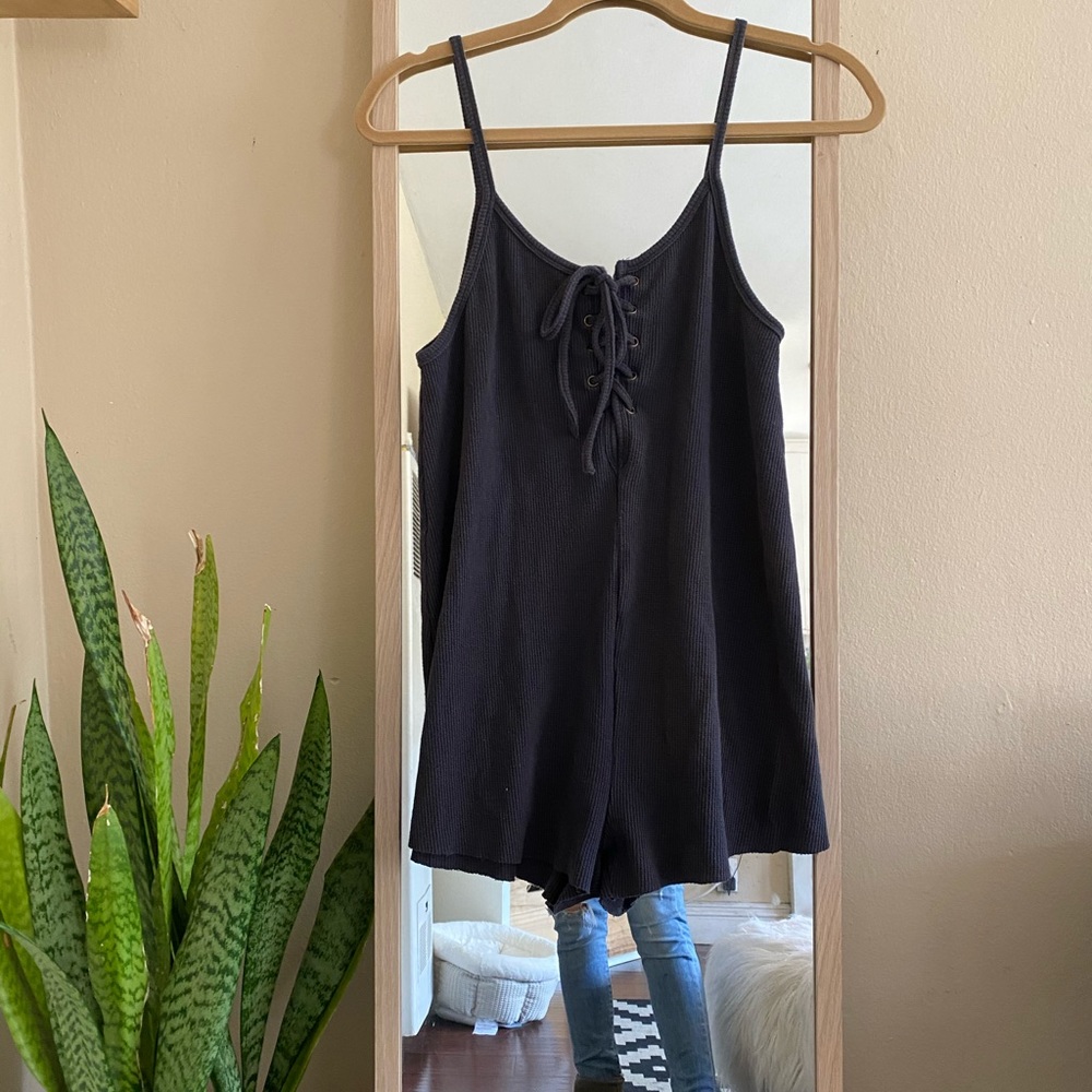 Some Days Lovin Lace Up Tank Romper
